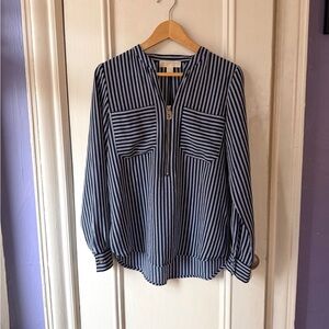Michael Kors Striped Blouse in Navy and White